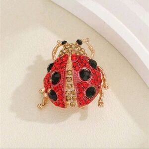 Ladybug pendant with 6 spots; Rhinestone; 1.18"h x 1.1" w; nwot